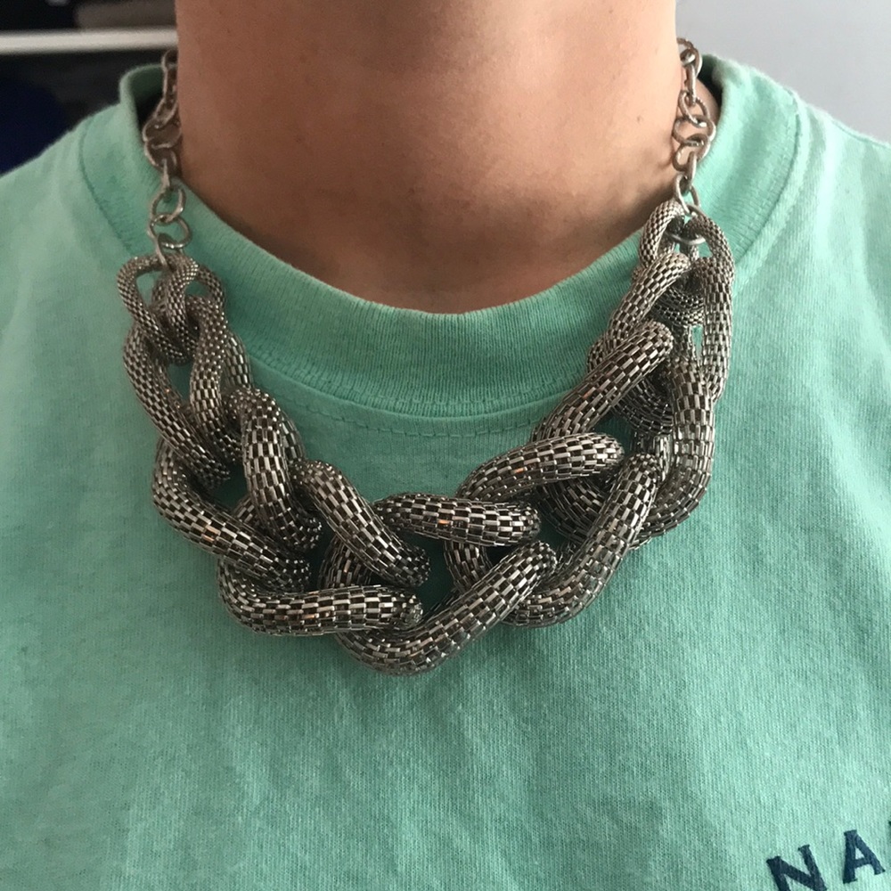 Silver knitted necklace